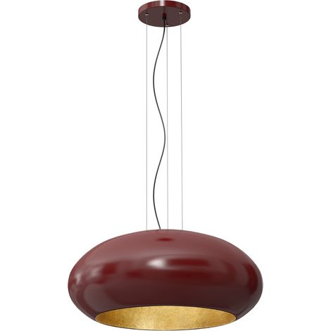 Suspension ovale bordeaux intérieur doré Ø70 Compo Luminex