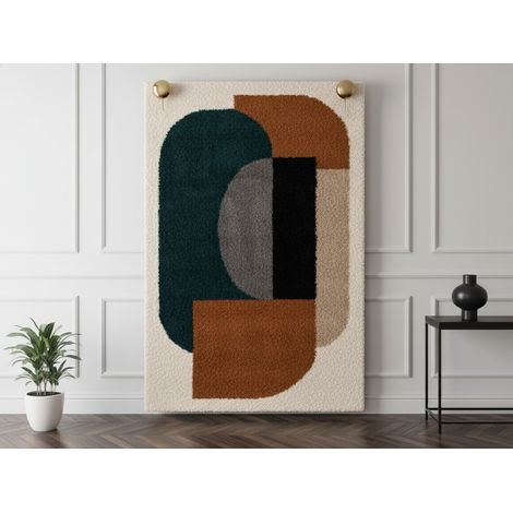 BOBOCHIC - Tapis shaggy EZIO motif abstrait 120x170 Orange (1/5)