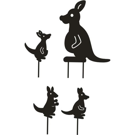 Känguru-Familie, Garten-Eisenhandwerk, Tierdekoration, Metalleinsätze, Gartenhandwerk, Gras