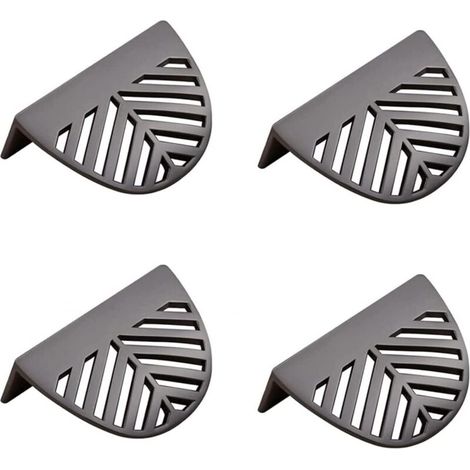 4pcs Forme Des Feuilles Boutons De Portes,Laiton Poignée De Porte Pour Tiroir, Cabinet Pulls Pour Tiroir Armoire Meuble Cuisine-Noir