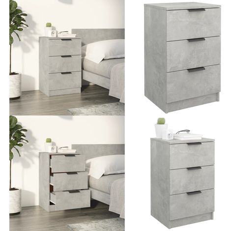 Nachttisch Betongrau 40x36x65 cm - Nachttisch - Wohnzimmer - Bettside Tisch - Holzwerkstoff - Grau - Home & Living