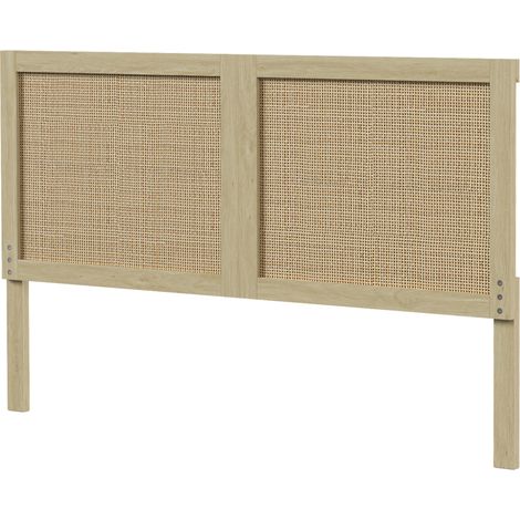 Tête de lit - HOMCOM - effet rotin - design bohème - pour chambre à coucher - bois - 140 x 4 x 87 cm - chêne (1/5)