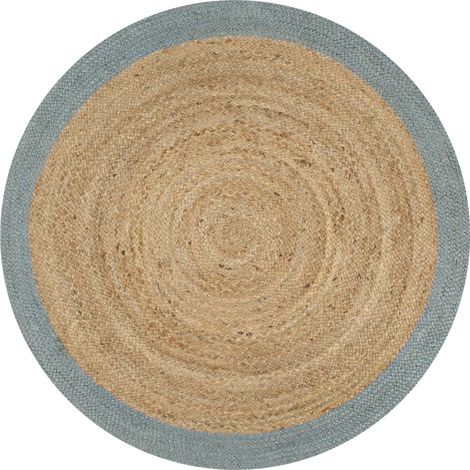 FIMEI Tapis fait à la main Jute avec bord vert olive 120 cm (1/5)