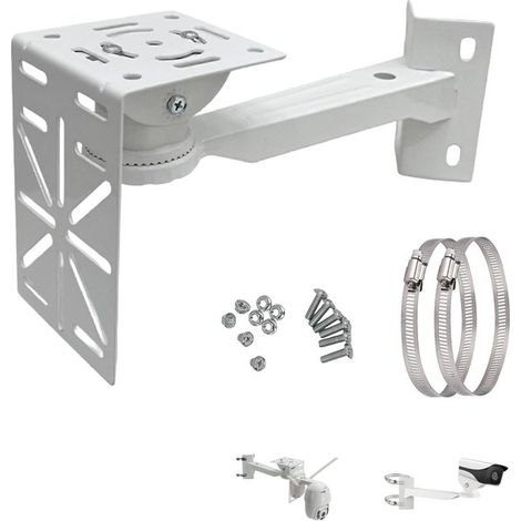 Soporte en forma de L para cámaras domo，montaje en pared y montaje en esquina (soporte para poste vertical + anillo de montaje de 7,8 pulgadas) (1/5)