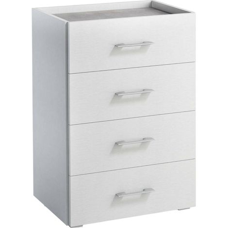 Dmora Cassettiera Primula, Settimanale a 4 cassetti per camera da letto, Mobiletto multiuso da ufficio o studio, Cm 60x41h87, Bianco, con imballo rinforzato