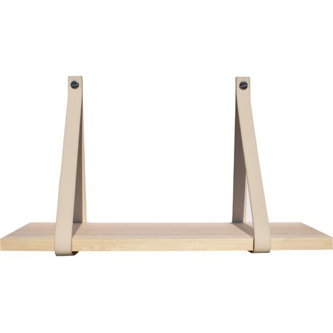 Étagère murale bois 60 X 19 support façon cuir ivoire