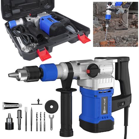 Dayplus – Marteau perforateur électropneumatique 3000W SDS-Plus – Taux de percussion 4500/min – Pour béton armé – 4 fonctions avec contrôle des vibrations - 3000Watts