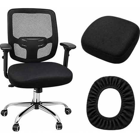 Housse de siège de chaise de bureau en polyester noir, 48-52 cm de large, housse de coussin élastique pour chaises d'ordinateur et de bureau (1/5)