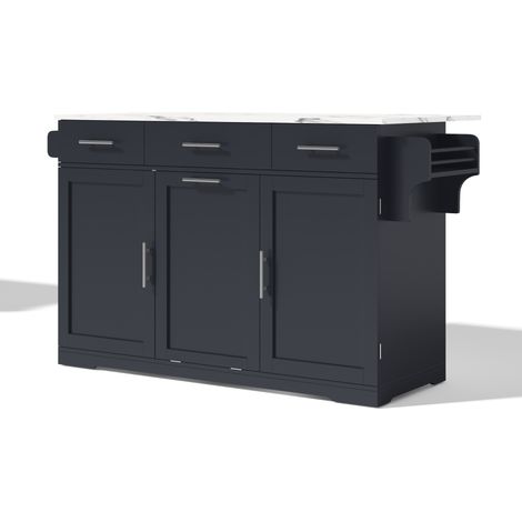 Mobile Kücheninsel grau aus MDF mit klappbarer Arbeitsplatte MODENUIT (1/5)