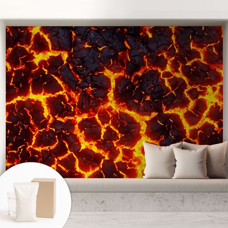 Papier peint intissé pour salon chambre à coucher peint imprimé Installation facile - Colle incluse gratuite Magma puissant 208x146 cm (1/5)