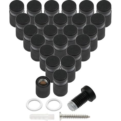 24 tornillos separadores para colgar letreros de pared, color negro (1/4)