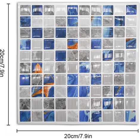 5 stickers muraux adhésifs effet mosaïque 3D en PVC imperméable, carrelage autocollant DIY pour cuisine et maison (1/5)