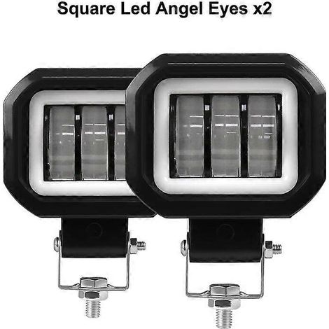 Barre lumineuse LED NLpearl 12V/24V tout-terrain 30W 5D, projecteur de travail LED antibrouillard pour tracteur, 4x4, camion, bateau, VTT, projecteur de travail rond en forme d'ange (2 pièces) - Annea (1/5)