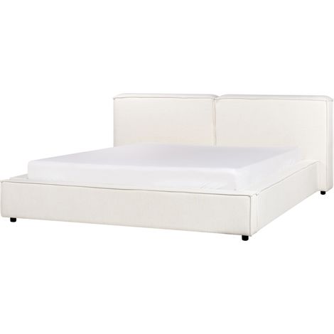 Cama de agua clásica tapizada somier de láminas de tela blanco crema 180 x 200 Linards