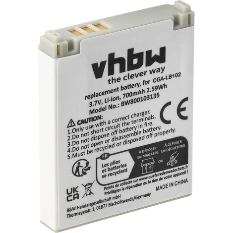vhbw Akku Ersatz für Panasonic CGA-LB102 für schnurlos Festnetz Telefon (700 mAh, 3,7 V, Li-Ion) (1/5)