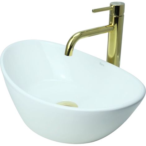 GTM Design Aufsatzwaschbecken 45 cm – Glanz Modern Waschbecken ohne Hahnloch – Elegantes Aufsatzwaschbecken Oval für Badezimmer und Gäste WC – nur Bad Waschbecken (1/5)