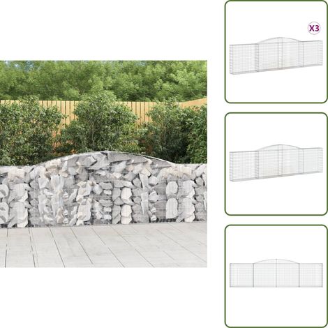 Gabionen mit Hochbogen 3 Stk. 400x30x100/120cm Verzinktes Eisen - Gabionen - Gabionenwand - Gartendeko - Ziergarten - Zaun (1/5)