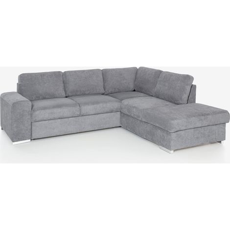 Moderner 3-Sitzer-Sofa mit rechter Ottomane in Chenille-Stoff Zafin - Grau (1/5)