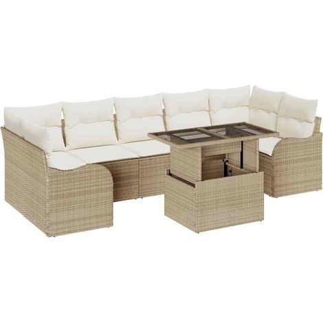 Maison Exclusive - Set Divano da Giardino 8 pcs Beige Rattan in Polipropilene