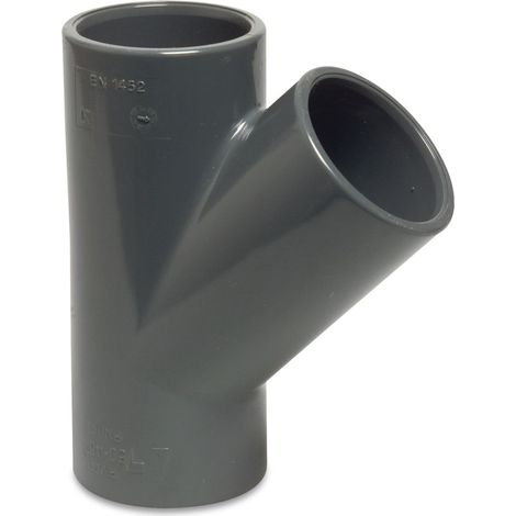 Mega T-Stück 45° PVC-U 20 mm Klebemuffe 16 bar, grau