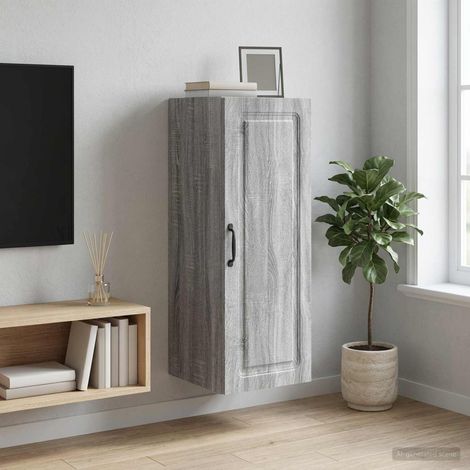 vidaXL Mobiletto a muro Sonoma grigio 33 x 34,5 x 90 cm (1/5)