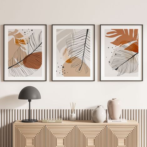 Lot de 3 Affiches / Posters Triptyque - Feuilles - 3 Affiches - 70x100 cm (Cadres non fournis) - Photo pleine page (1/5)