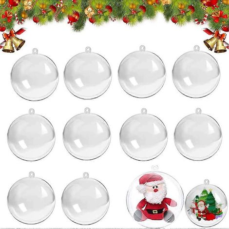 Boules de Noël transparentes, boules transparentes à remplir, décoration pour sapin de Noël, 10 boules de Noël (AAA) (1/5)