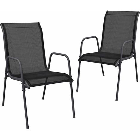 vidaXL Sillas de jardín 2 unidades acero y textilene negro (1/2)