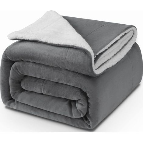 Couverture Epaisse 150x200cm, 480GSM Chaude et Confortable, Douce et Moelleuse, Sherpa Sheep, Lavable à la Machine Facile à Manipuler,Cadeau Pratique，gris foncé