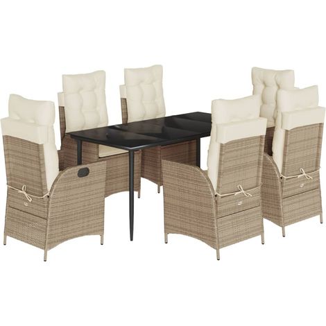 Maison Exclusive - Set comedor de jardín 7 pzas con cojines ratán (1/5)