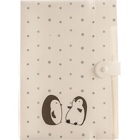 Dossier extensible PP couleur bonbon, fermeture à pression, bord mécanique scellé, blanc Penuins, classeur mignon pour documents (1/5)