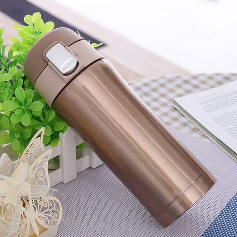 Bouteille isotherme en acier inoxydable 350ml, tasse voyage pour café et thé, couleur dorée (1/5)