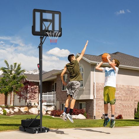 Support de basket-ball, panier réglable en hauteur (235-305 cm), base lestable à roulettes, noir (1/5)