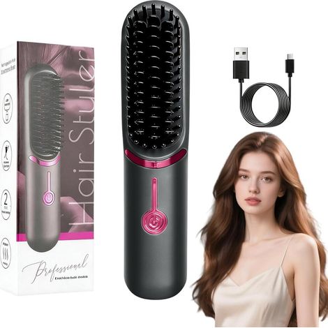 mobile Sans Fil PTC Chauffage Lisseur Brosse Lissante pour Cheveux Lisseur Cheveux Céramique 3 (1/5)
