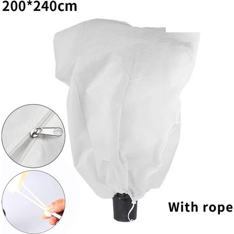 (200 x 240 cm, fermeture éclair, lot de 2) Housse de protection hivernale pour plantes en tissu non tissé avec cordon de serrage et fermeture éclair. Protection antigel. (1/4)