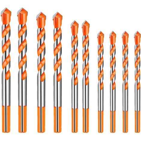 10 Pièces Carbure De Tungstène Maçonnerie Foret Ensemble pour Céramique Porcelaine Métal Acier (6/8 /10 /12mm) (1/5)