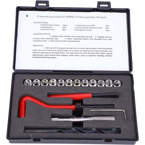 17pcs Thread Repair Kit M10x1.25 Stainless Steel Rethreading Tap Set for Female Thread MUMU (1/4)