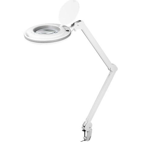 goobay 60362 Lámpara lupa LED con pinza / 9 W de consumo/lente de cristal de 127 mm/temperatura de color 6400 K / 1,75 aumentos/flujo luminoso 83-730 lumen/blanco