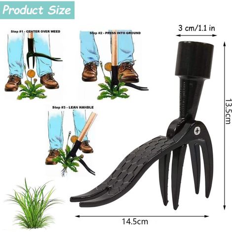 Coltello manuale per estirpare le erbacce da giardino, artiglio per estirpare le erbacce, diserbante manuale con 4 artigli, estrattore di erbacce per denti di leone (1/4)