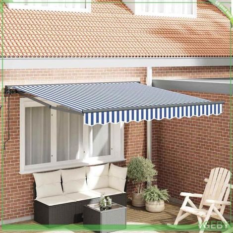 Store rétractable - 3329912 - Bleu et blanc - 300 x 250 cm - Télécommande (1/5)