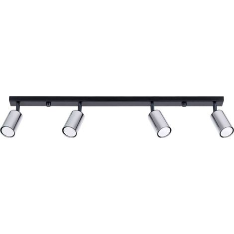 Schwarzer, länglicher Deckenspot mit vierfach verchromten Schirmen (4xGU10 10W winx SL.1371 Sollux Lighting) (1/5)