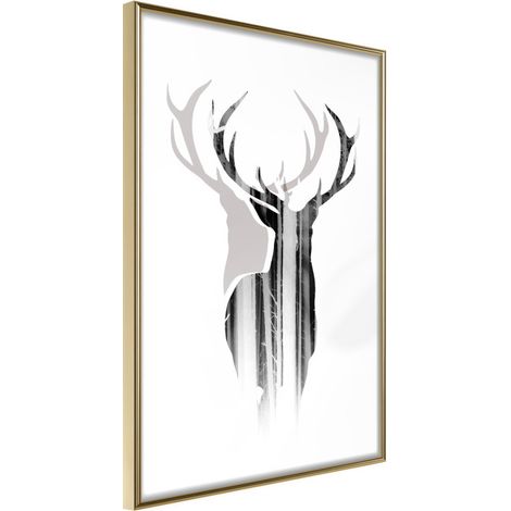 Affiche Murale Encadrée "Guardian of the Forest" 30 x 42 cm Or