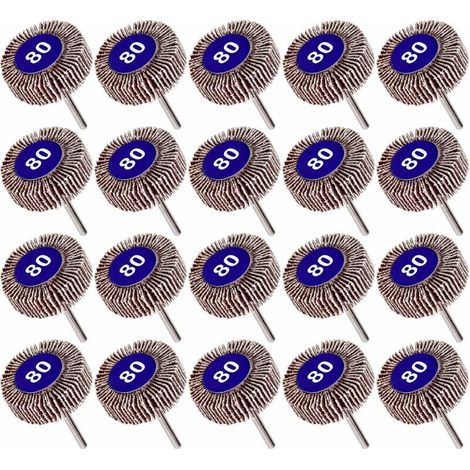 YMYNY Fächerscheiben, Körnung 80, Schleifpapier, Polierscheibe, Dremel-Fächerscheibe, 10 mm, 20 Stück (1/4)