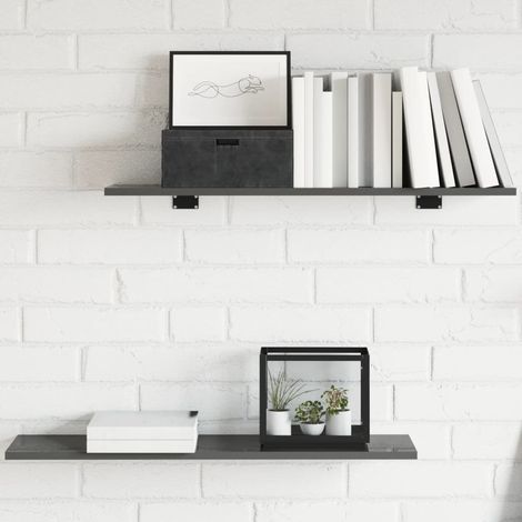 Bücherregal-Bretter 8 Stk. Hochglanz-Grau 80x20x1,5 cm (1/5)
