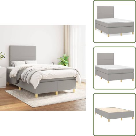 Boxspringbett mit Matratze Hellgrau 120x200 cm Stoff - Boxspringbett - Doppelbett - Bettenrahmen - Schlafsofa - Lattenrost (1/5)