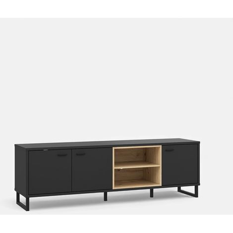 Mobile porta TV nero e rovere stile industriale 175x55 Decyma (1/5)