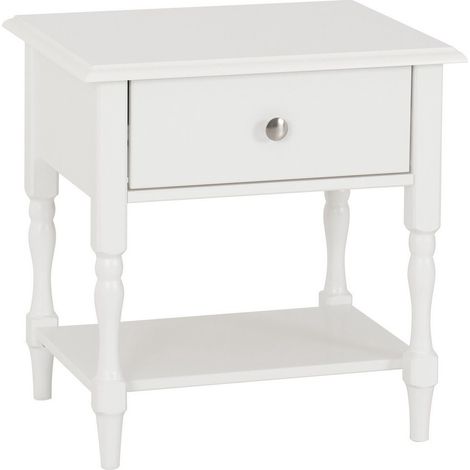 Stratford 1 Drawer Side Table - L40 x W50 x H52 cm - White
