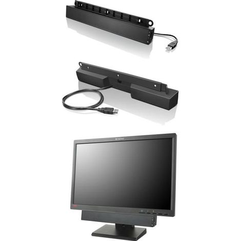 Barre de son USB Lenovo noire 2.0 canaux 2,5 W (1/2)