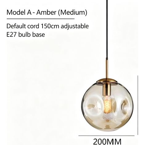 Petite Suspension en Verre Ambre, Design Simple et Créatif, Lampe de Chevet Idéale pour Chambre à Coucher, Café ou Restaurant (1/5)