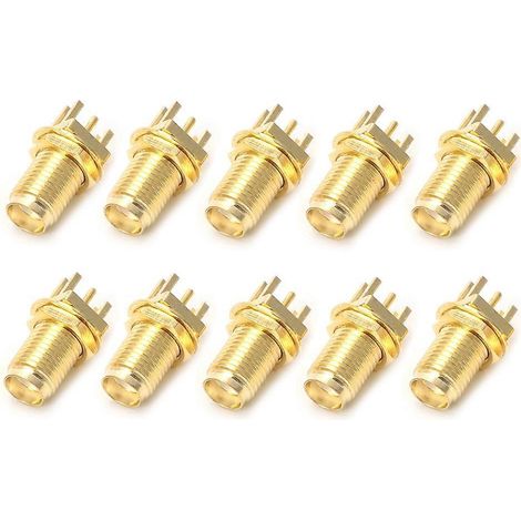 10 pièces Connecteur SMA Femelle Droit pour Montage PCB - Adaptateur RF (1/5)